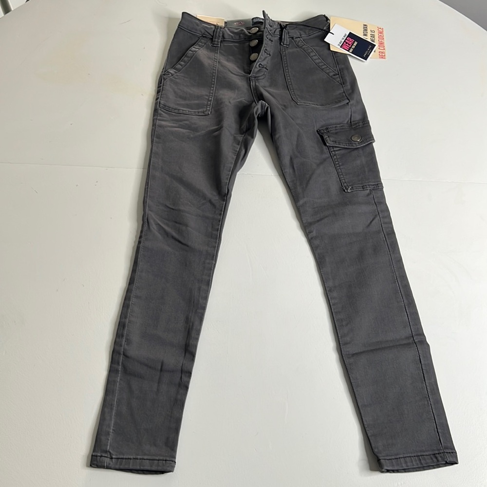 Angel Kiss Gray Ankle Skinny Cargo Jeans